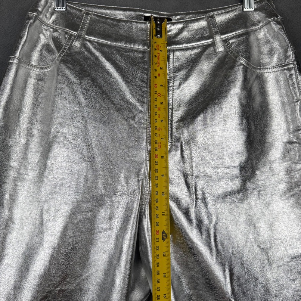 Nasty Gal Metallic Silver Star Pocket Flare Pants Women US 6 - Picture 9 of 12